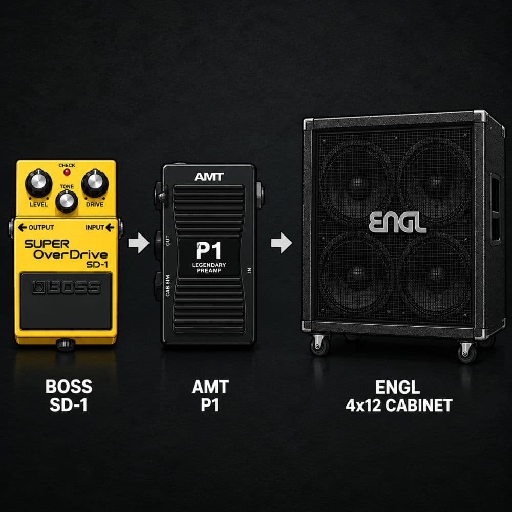 Godin Full Rig 2 - Boss SD-1 AMT P1 5150 Preamp Engl 57